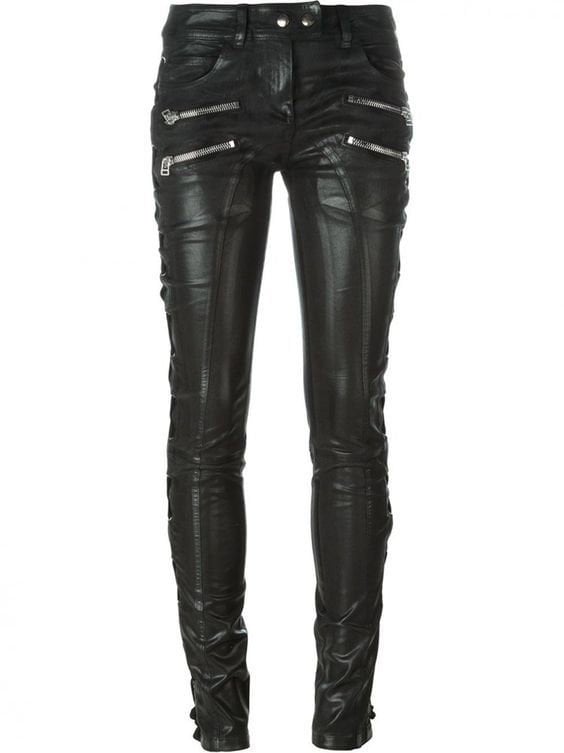 Faux leather biker jeans 2025