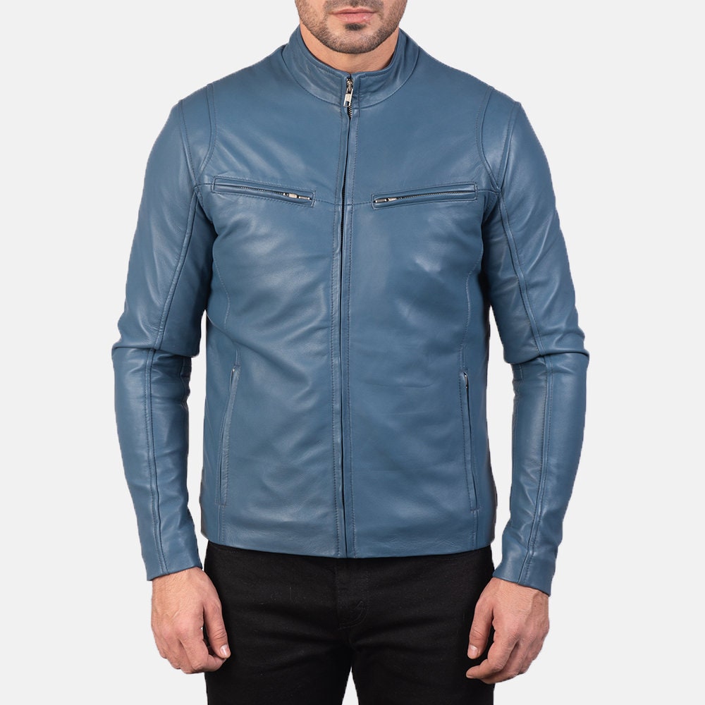 Men Handmade Blue Genuine Leather Zipped Pockets Men Fashion - Etsy