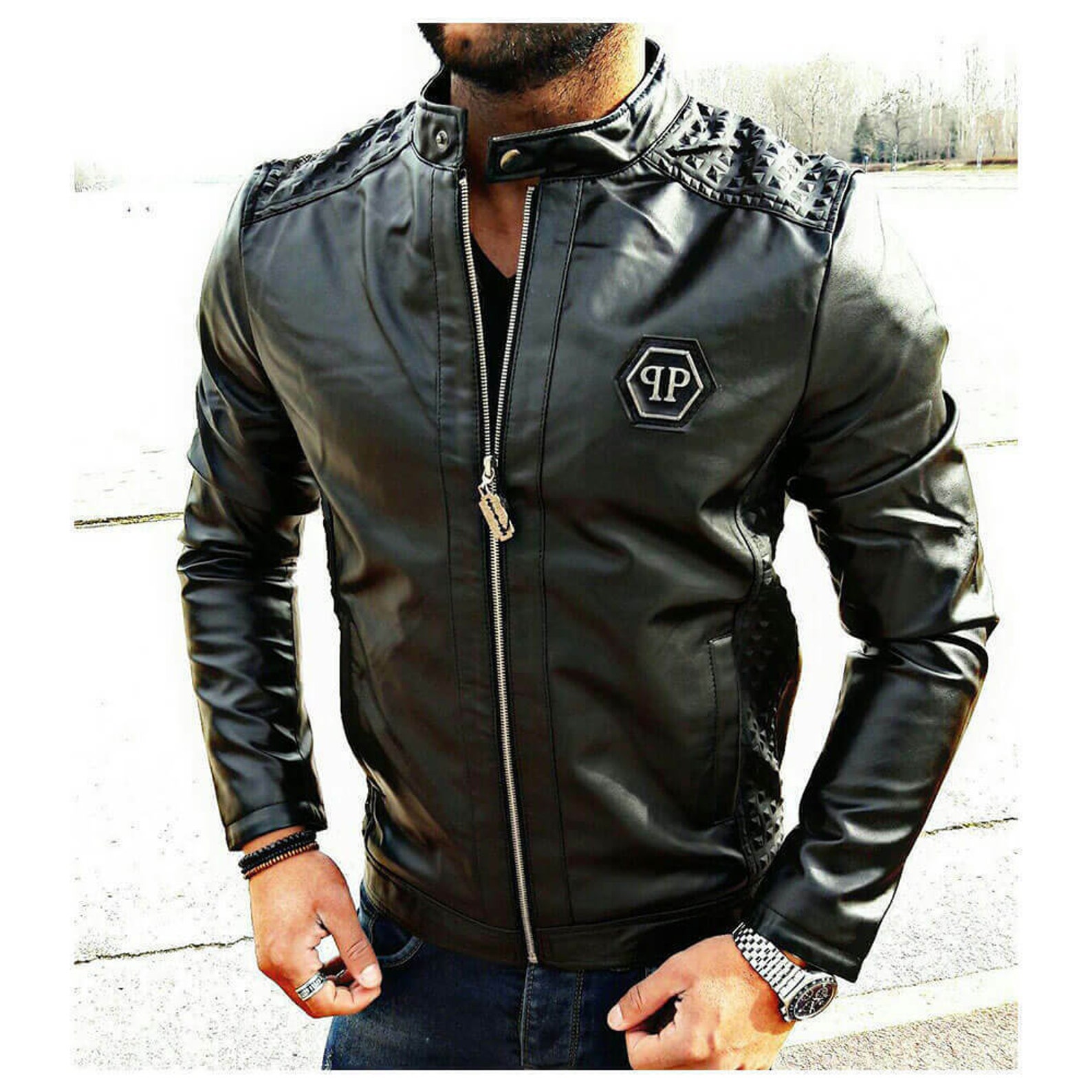 Мужская куртка philipp. Филип Плейн куртка мужская. Philipp plein Leather Jacket.