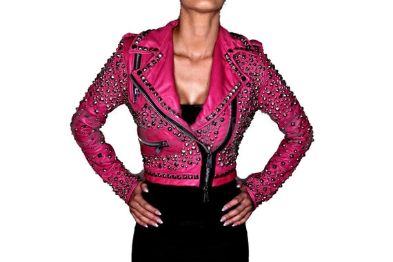 Killstar pink leather jacket cheap