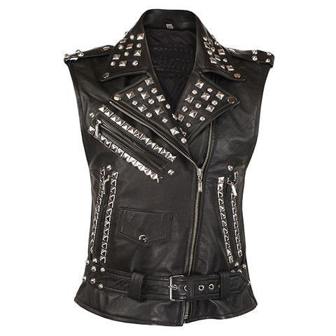 Made to Hand Women Black Studded Vest Silver Pyramid Studded - Etsy