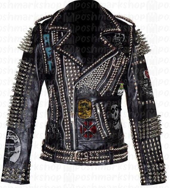 Women Spiked Steam Punk Studded Leather Jacket, Rockers Studded Jacket -   Canada