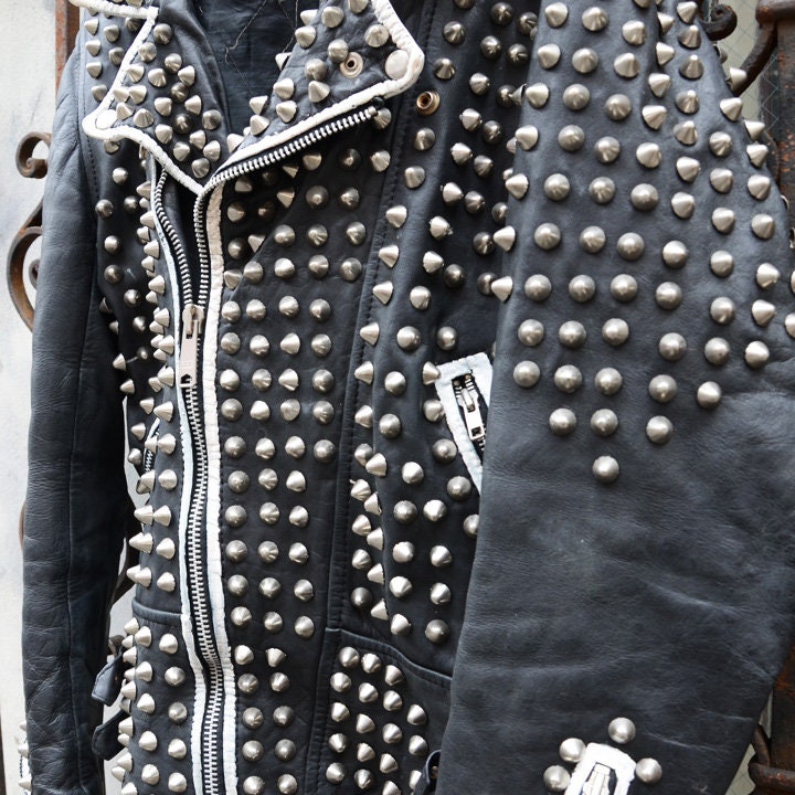 Men Handmade Hippie Style Silver Studded Jacket - Etsy