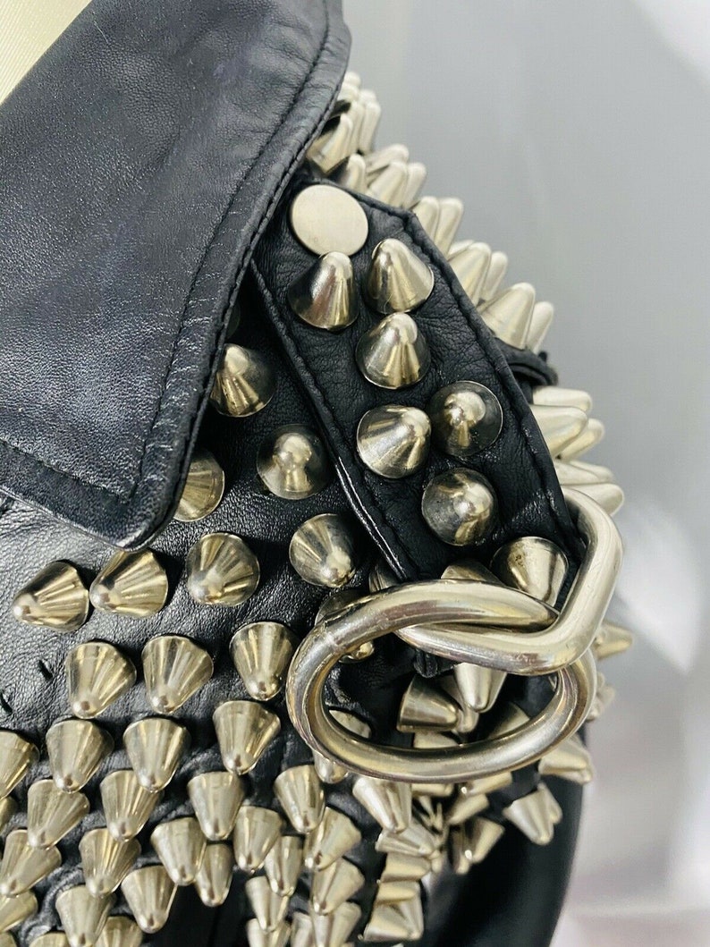 Made to Hand Cone Studded Zippered Genuine Cowhide Leather - Etsy