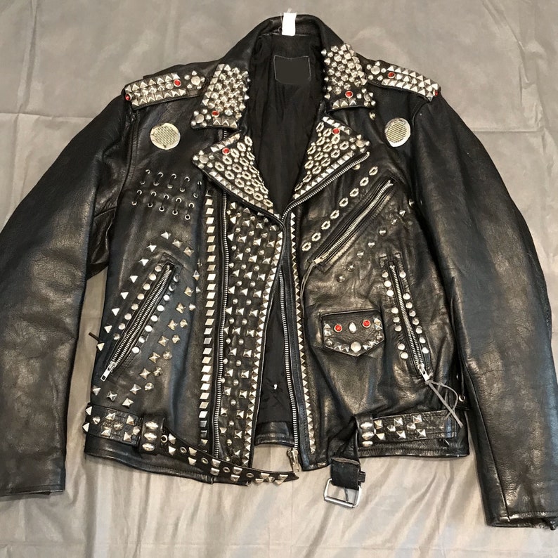 Bomber Brando Heavy Pyramid Silver Studded Men Cowhide Leather - Etsy