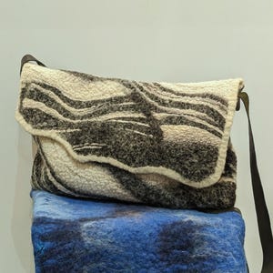 Wool felted black and white Handbag