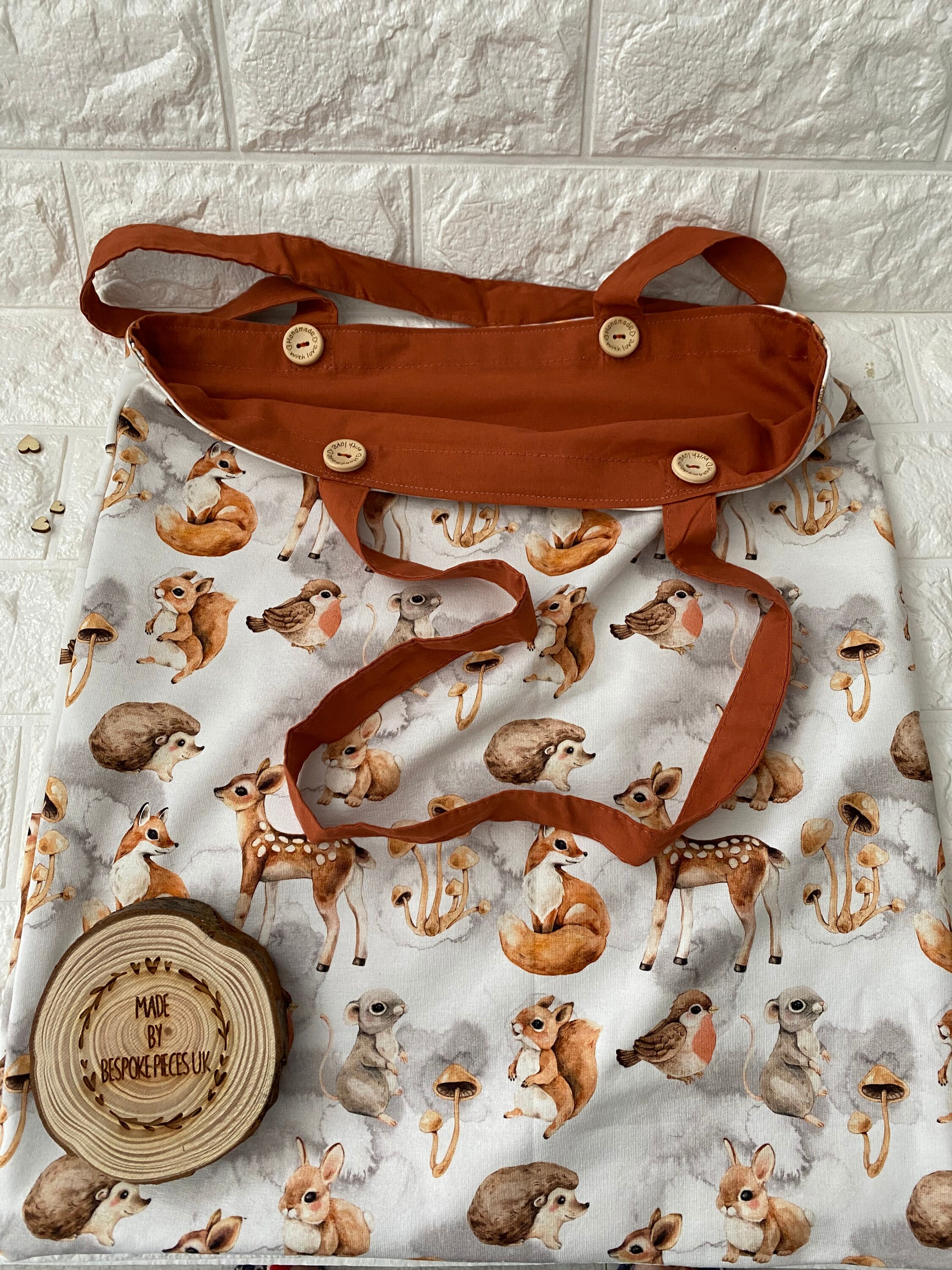 Reversible personalised bag Woodland animals Tote shopping Etsy