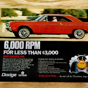 1969 DODGE DART SWINGER 340 Ad * Vintage/Original Magazine Advertisement *sign/poster/print/shop art/Man Cave/426 Hemi/Mopar/383/1968/1970