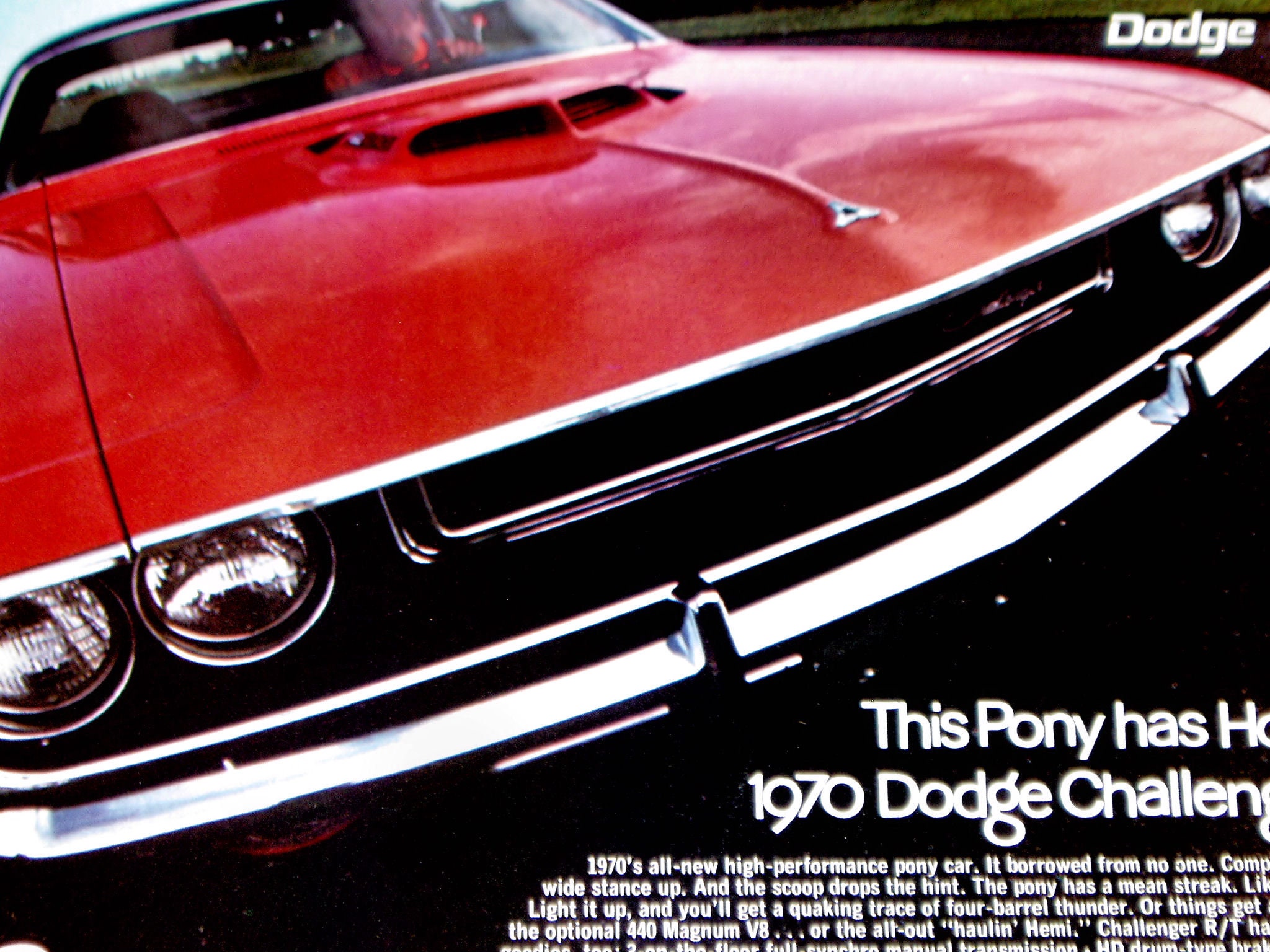 1970 DODGE CHALLENGER AD * Vintage/Original *rt/426 Hemi/383/440/v8/Mopar/sign/emblem/decal/poster/print/Man Cave decor/shop art/1971/1972