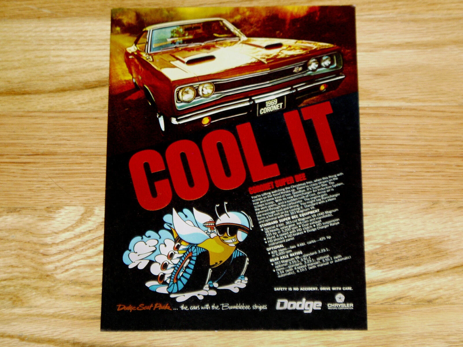 1969 Dodge Super Bee / Coronet VINTAGE AD * ORIGINAL Magazine
