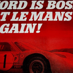 1966-1967-1968-1969 FORD WINS GT40 / Perfect Circle Vintage Magazine AD *Mustang/Carroll Shelby/Ford vs. Ferrari/Lemans/Cobra/poster/print/