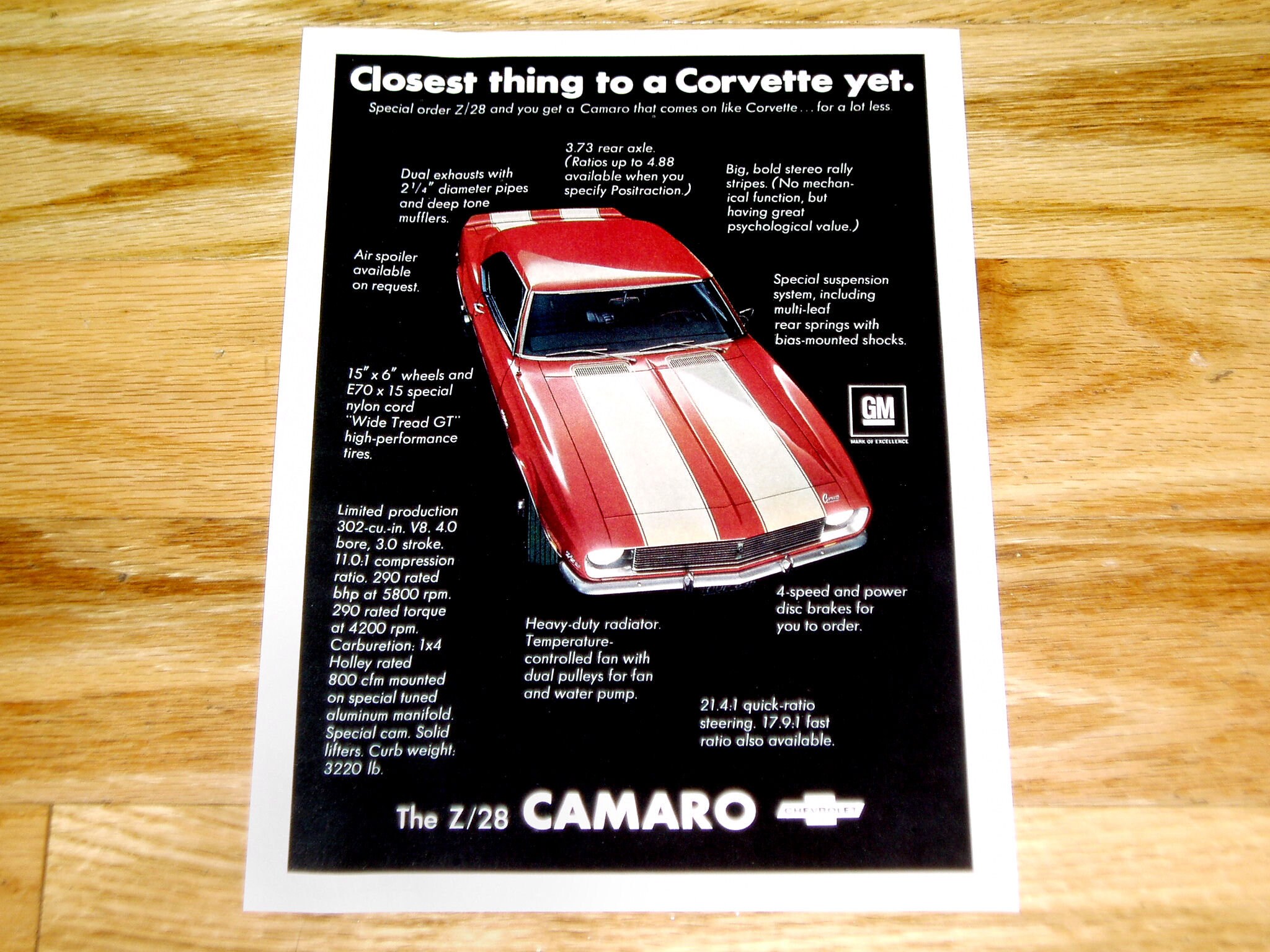 1968 CHEVROLET CAMARO AD * Vintage/original Magazine Advertisement
