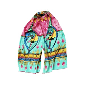 Ukrainian Seller, Pry for Ukraine, Luxurious and designer Large scarf "Tulip" Italian mulberry silk Birthday, Elegant shawl, Floral print