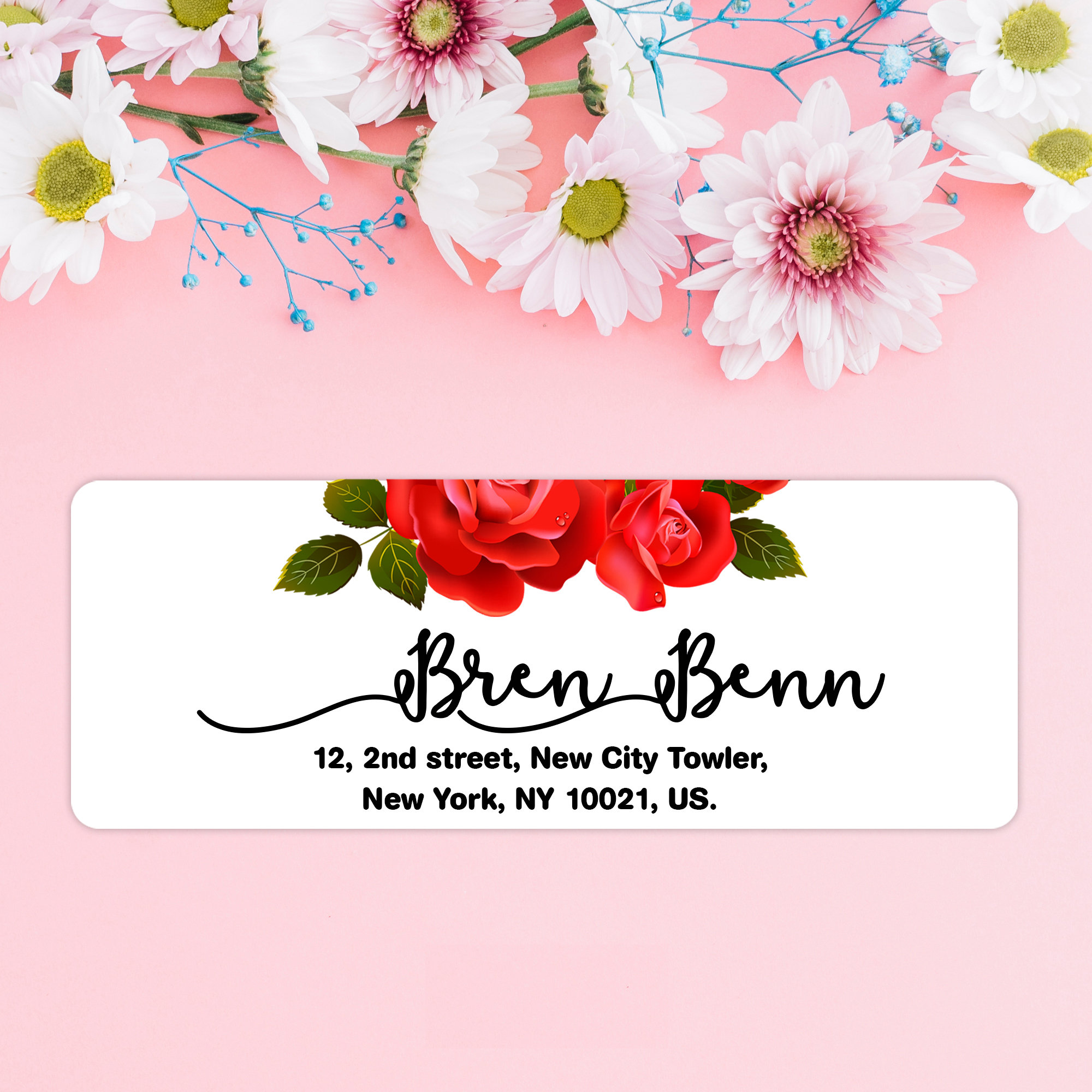 Address Labels Flowers, Return Address Label Sticker, Flower Address ...