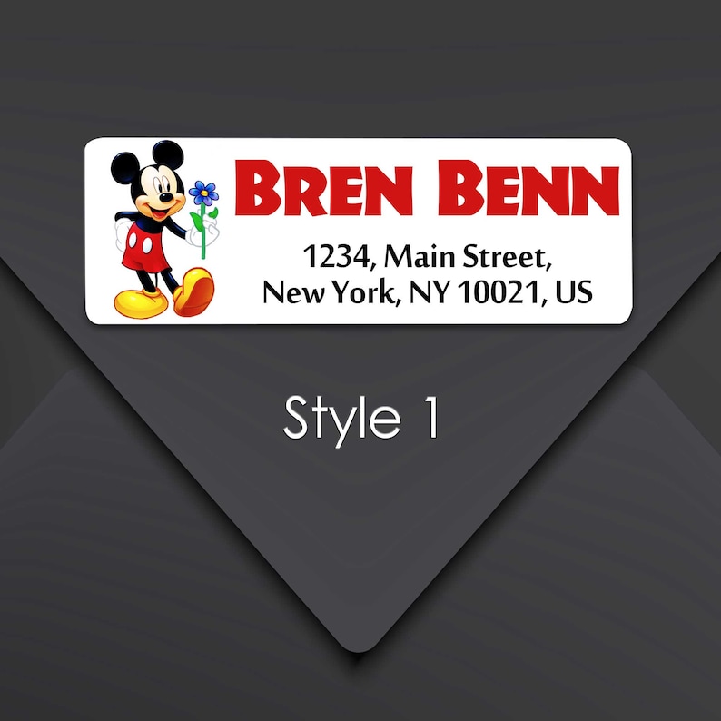 Mickey and Minnie Return Address Labels, Character Labels, Custom ...