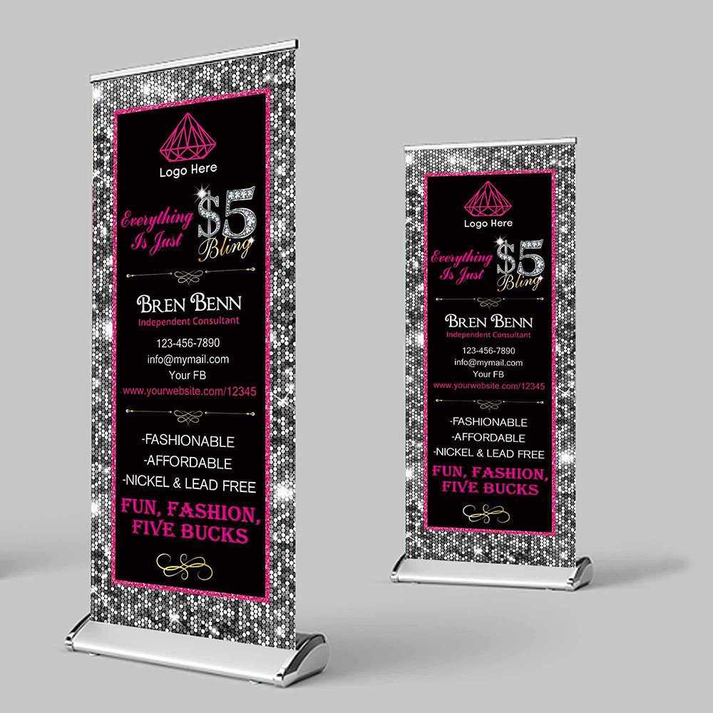 Personalized Jewelry Retractable Banner 33"x81"_ Custom Retractable Banner_Digital File Only