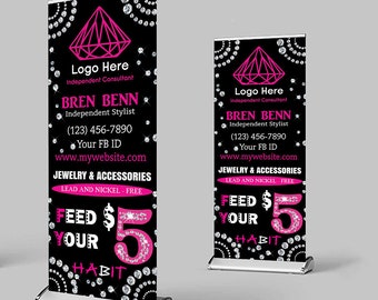 Personalized Jewelry Retractable Banner 33&quot;x81&quot;_ Custom Retractable Banner_Digital File Only
