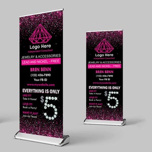 Personalized Jewelry Retractable Banner 33&quot;x81&quot;_ Custom Retractable Banner_Digital File Only