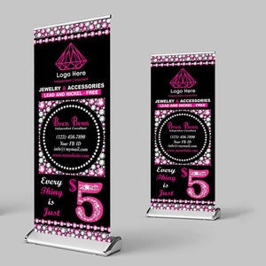 Personalized Jewelry Retractable Banner 33"x81"_ Custom Retractable Banner_Digital File Only