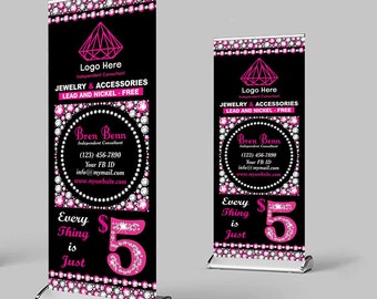 Personalized Jewelry Retractable Banner 33&quot;x81&quot;_ Custom Retractable Banner_Digital File Only