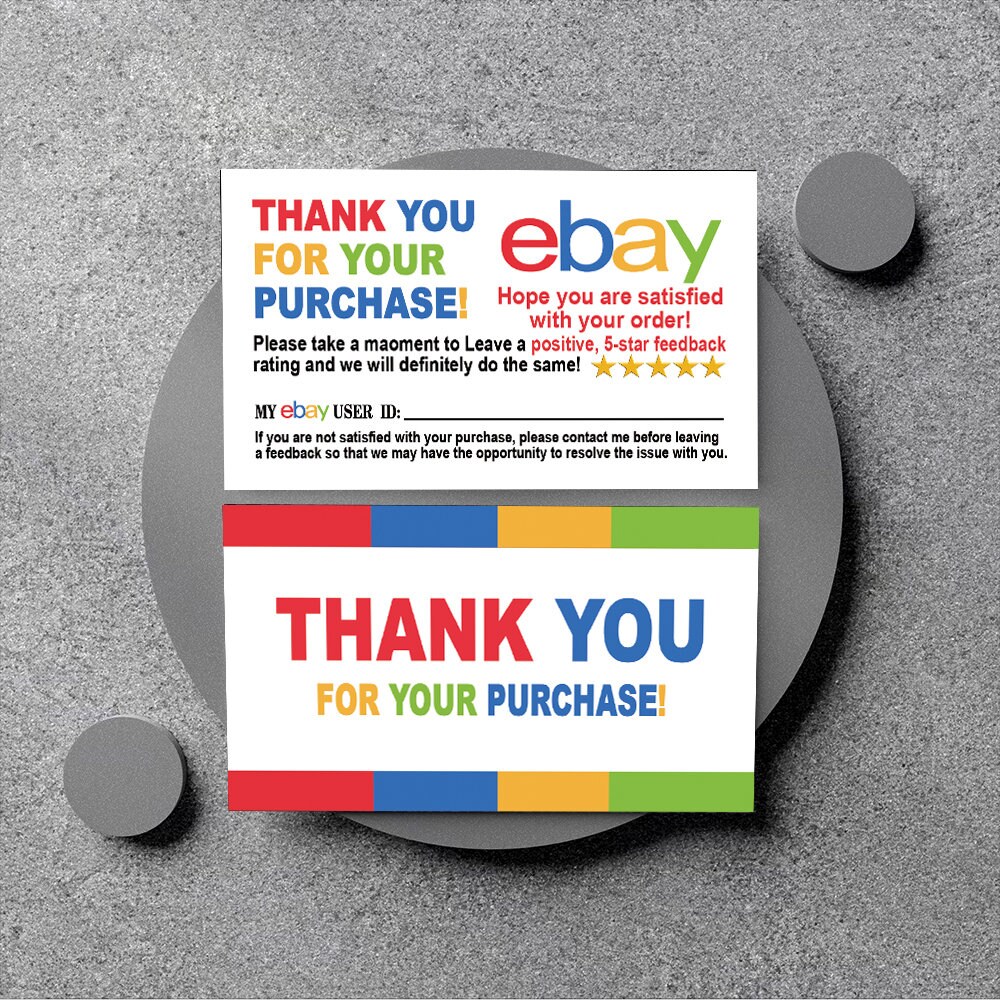 Ebay Thank You Cards Full Color 2 Side Printing Glossy Thick Card Stock