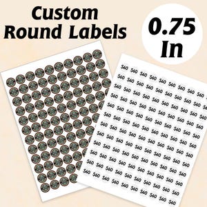 0.75&quot; Circle Custom Stickers, Custom Labels, Product Labels ,Printable Sale Labels ,Personalized Round Price Labels Labels, candle labels