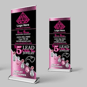Personalized Jewelry Retractable Banner 33&quot;x81&quot;_ Custom Retractable Banner_Digital File Only