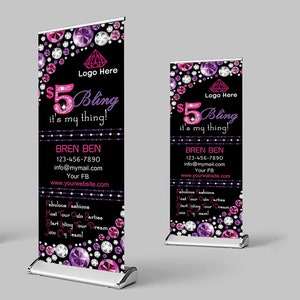Personalized Jewelry Retractable Banner 33&quot;x81&quot;_ Custom Retractable Banner_Digital File Only