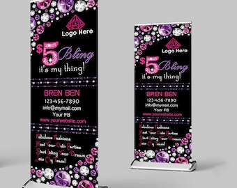 Personalized Jewelry Retractable Banner 33&quot;x81&quot;_ Custom Retractable Banner_Digital File Only