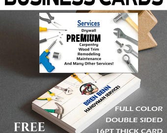 Personalized Business Cards Printing-Custom printed Business Cards-Design & Printing-Handyman Service-FREE DESIGN