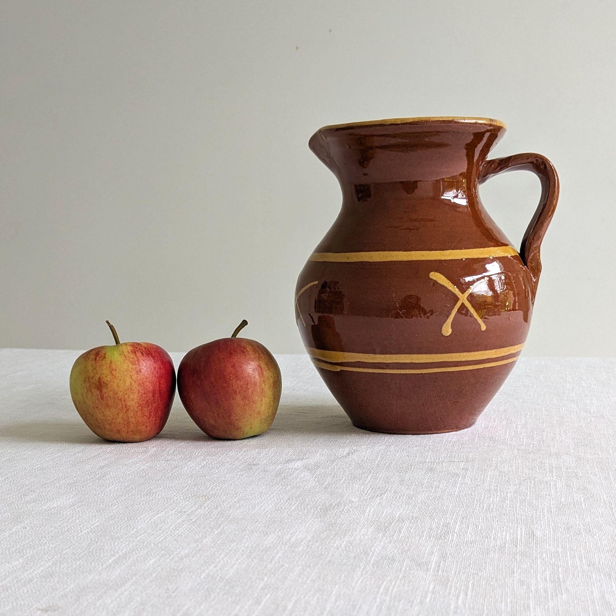 Pitcher In Spanish Vintage Terracotta Rustic Pitcher: Spanish Style Folk Art Jug or Vase ...