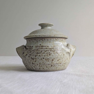 Vintage Studio Pottery Jar, Hand-Thrown Speckled Ceramic Storage Pot