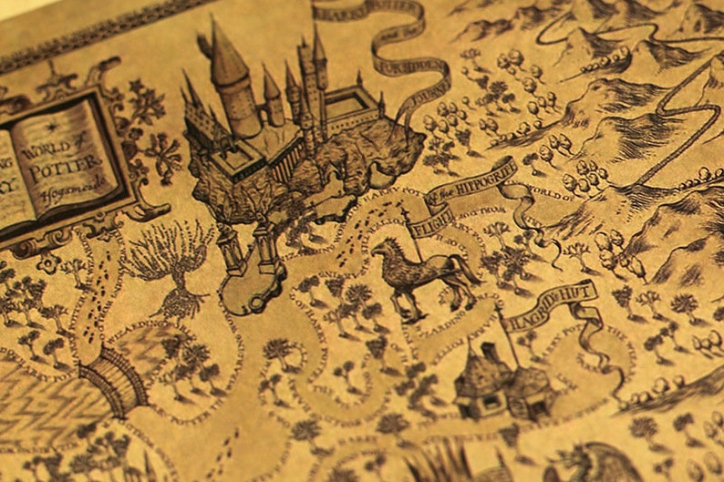 The Wizarding World Of Harry Potter Map With a free Deathly Etsy