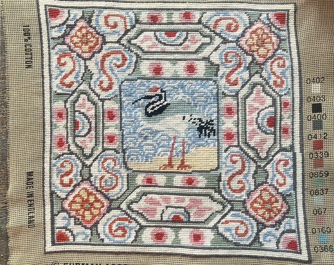 Kaffe Fassett Design Vintage Completed Needlepoint, Seabird Ehrman