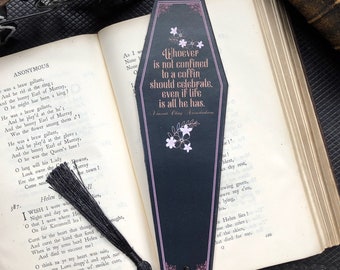 Floral Coffin Bookmark, Gothic Bookmark, Rose Bookmark, Springoween, Witchy Bookmark, Halloween