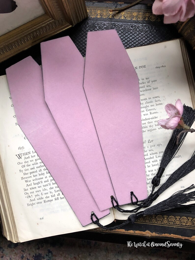Pink Rose Coffin Bookmark Gothic Bookmark Rose Bookmark image 4