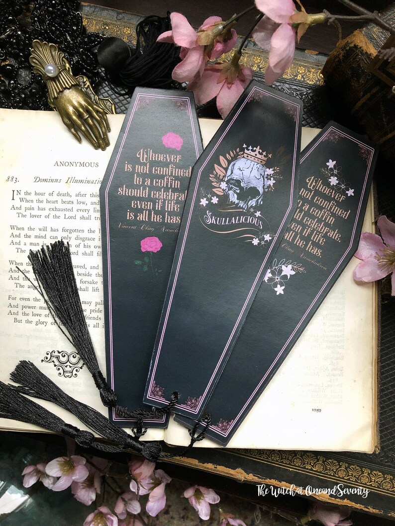 Pink Rose Coffin Bookmark Gothic Bookmark Rose Bookmark image 7
