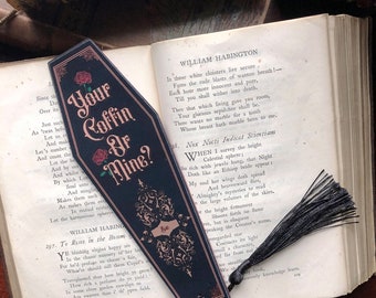 Personalised Coffin Bookmark, Gothic Bookmark, Personalised Bookmark, Valoween, Witchy Bookmark, Halloween
