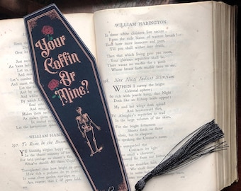Skeleton Coffin Bookmark, Gothic Bookmark, Skeleton Bookmark, Valoween, Witchy Bookmark, Halloween