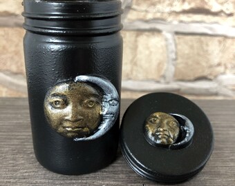Full Moon Spice Jar Sabbat Gift, Crescent Moon Herb Jar, Witch Jar, Apothecary Jar, Herb Jar, Magickal Storage