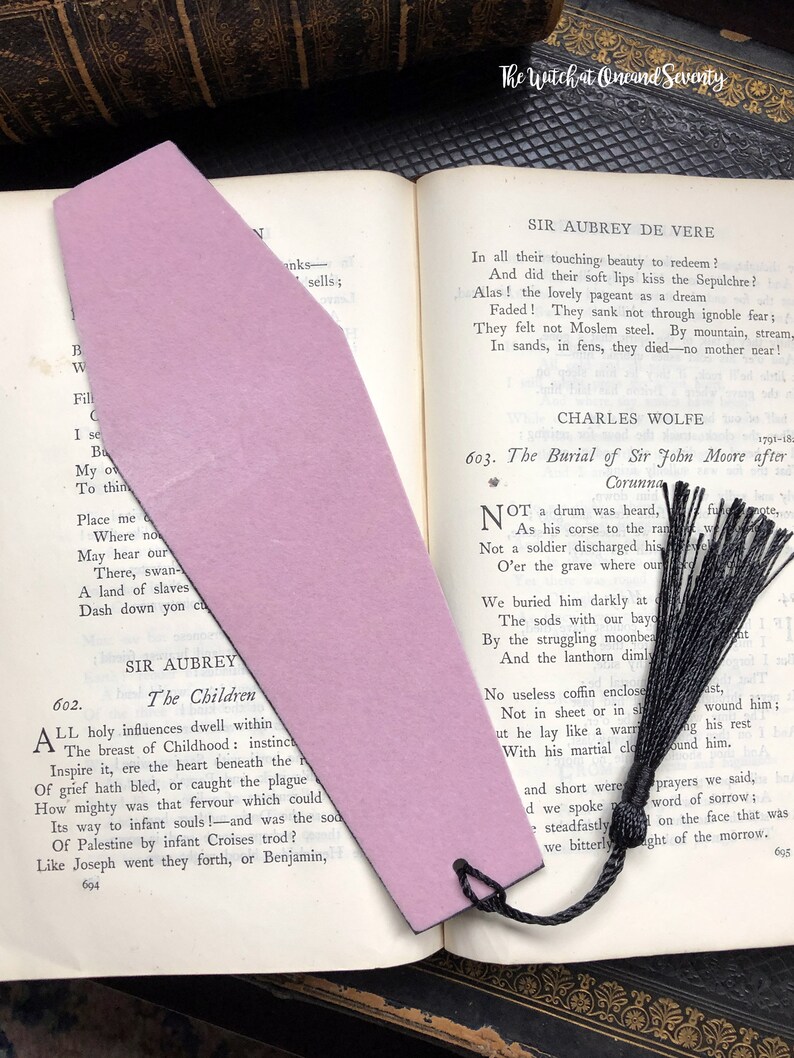Pink Rose Coffin Bookmark Gothic Bookmark Rose Bookmark image 2