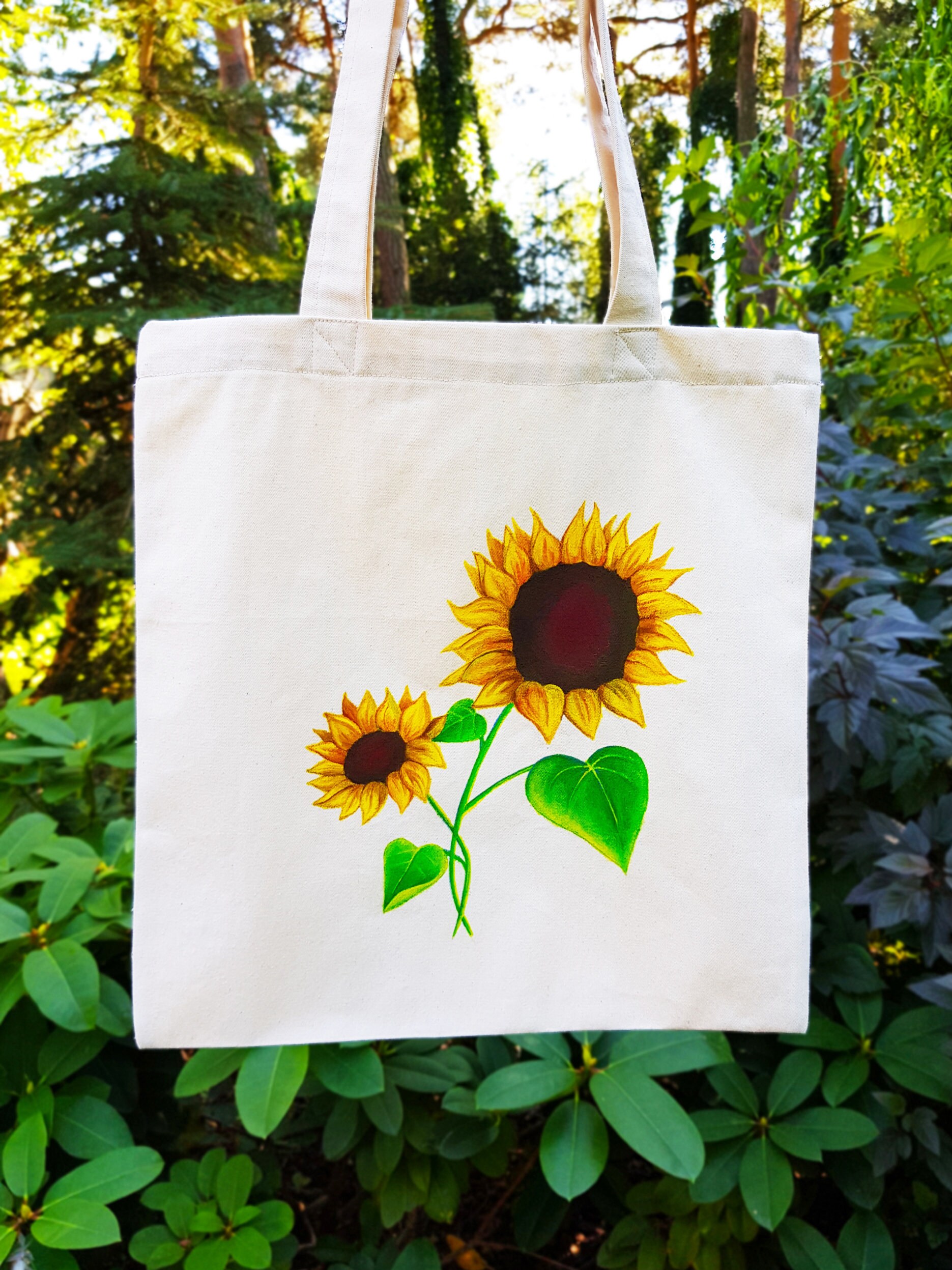 Handmade Sunflower Tote BagPainted Tote BagArt Tote Etsy