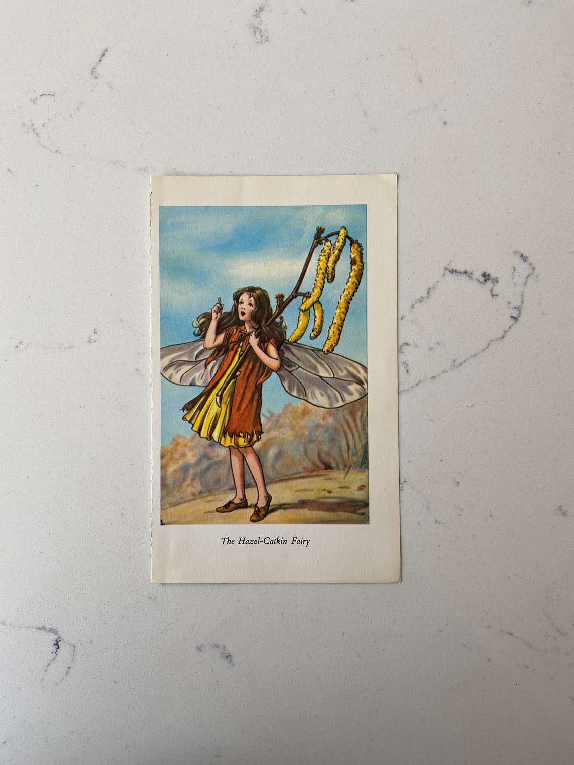 Vintage Hazel Catkin Flower Fairy Print by Cicely Mary Barker image 1