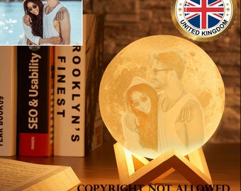 Original Photo moon lamp / custom photo Personalized Moon Night light Lamp / 3D Printed / gifts for her / gifts for him / Ramadan Gift