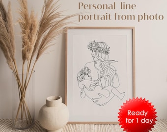 Custom Line Drawing Portrait: Minimalist Art (Digital Download)