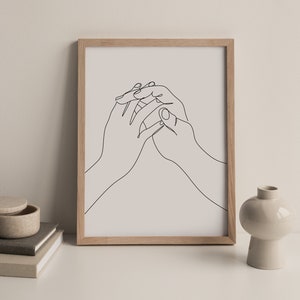 Hands Line Art Print. Line Drawings Hands. Hands poster. One Line Drawing Digital Print