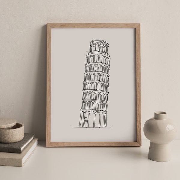 Pisa Tower Italie dessin ligne d’impression d’art. Impression de voyage One Line