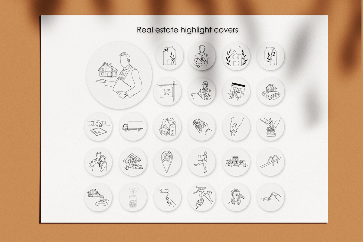 35 Real Estate Instagram Highlights Black White Gray Real Etsy