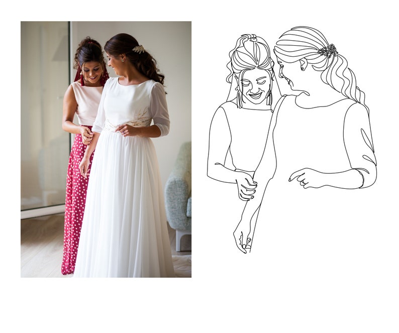 Custom Line Art Couples Portrait Kiss print. One Line Portrait from your photo Custom Birthday Gift For Him
