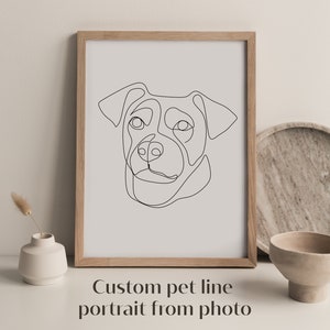 Dog portrait custom. Dog line drawing portrait